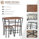 Wooden Dining Table 80cm Wide Rectangular With 2 Chairs - Velmora