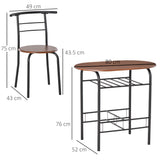 Wooden Dining Table 80cm Wide Rectangular With 2 Chairs - Velmora