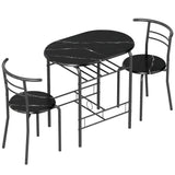 Wooden Dining Table 80cm Wide Rectangular With 2 Chairs - Velmora