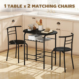 Wooden Dining Table 80cm Wide Rectangular With 2 Chairs - Velmora