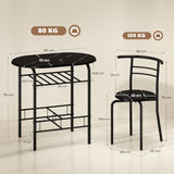 Wooden Dining Table 80cm Wide Rectangular With 2 Chairs - Velmora