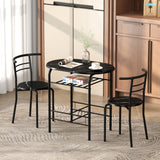 Wooden Dining Table 80cm Wide Rectangular With 2 Chairs - Velmora