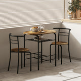 Wooden Dining Table 80cm Wide Rectangular With 2 Chairs - Velmora