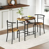 Wooden Dining Table 80cm Wide Rectangular With 2 Chairs - Velmora
