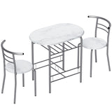 Wooden Dining Table 80cm Wide Rectangular With 2 Chairs - Velmora