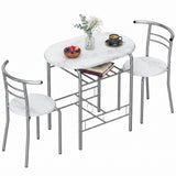 Wooden Dining Table 80cm Wide Rectangular With 2 Chairs - Velmora