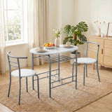Wooden Dining Table 80cm Wide Rectangular With 2 Chairs - Velmora