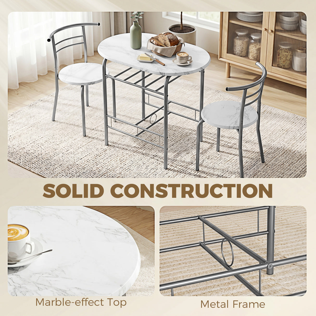 Wooden Dining Table 80cm Wide Rectangular With 2 Chairs - Velmora