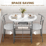 Wooden Dining Table 80cm Wide Rectangular With 2 Chairs - Velmora