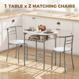 Wooden Dining Table 80cm Wide Rectangular With 2 Chairs - Velmora
