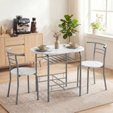 Wooden Dining Table 80cm Wide Rectangular With 2 Chairs - Velmora