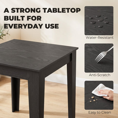Wooden Dining Table 80cm Wide Square for 4 People - Velmora