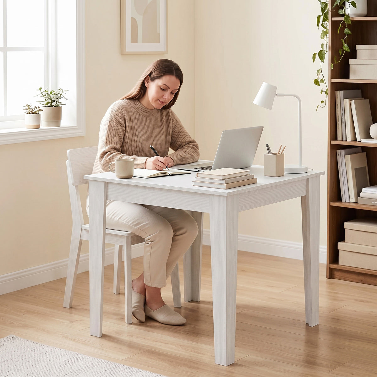 Wooden Dining Table 80cm Wide Square for 4 People - Velmora
