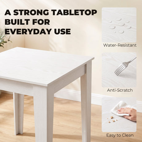 Wooden Dining Table 80cm Wide Square for 4 People - Velmora