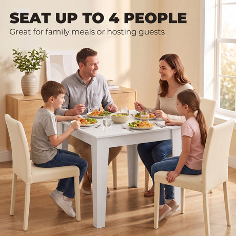 Wooden Dining Table 80cm Wide Square for 4 People - Velmora