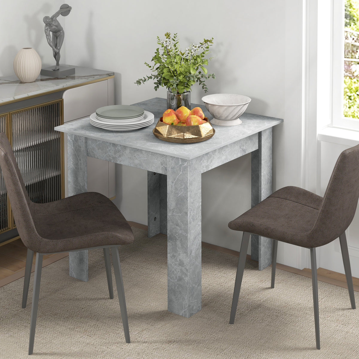 Wooden Dining Table 80cm Wide Square - Velmora