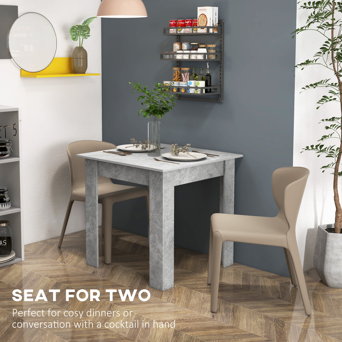 Wooden Dining Table 80cm Wide Square - Velmora