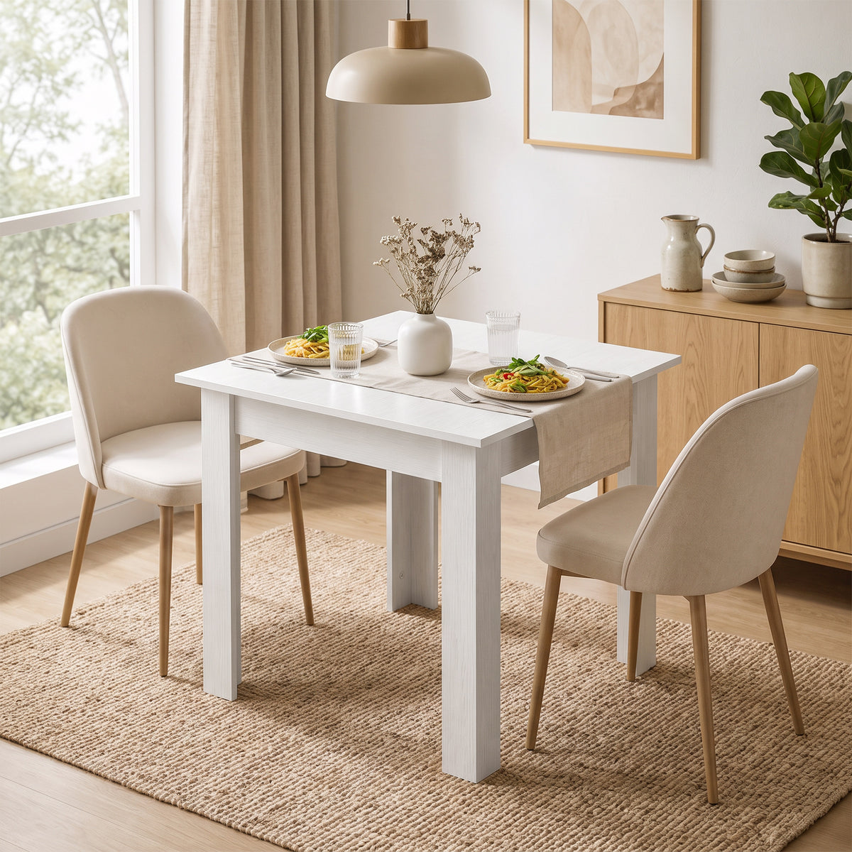 Wooden Dining Table 80cm Wide Square - Velmora
