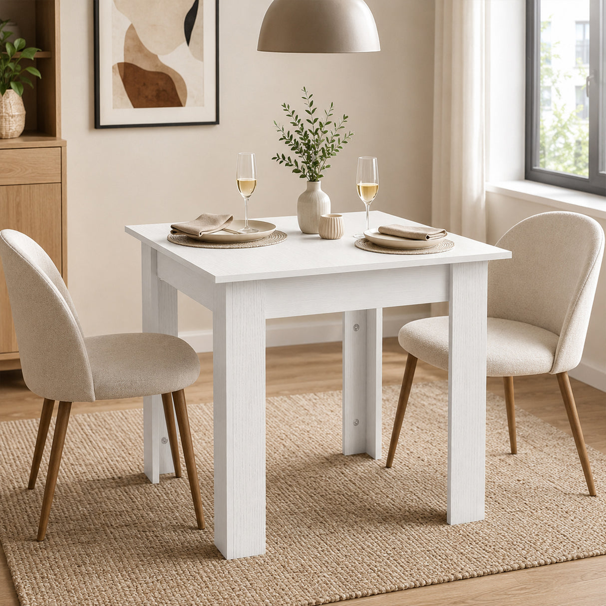 Wooden Dining Table 80cm Wide Square - Velmora