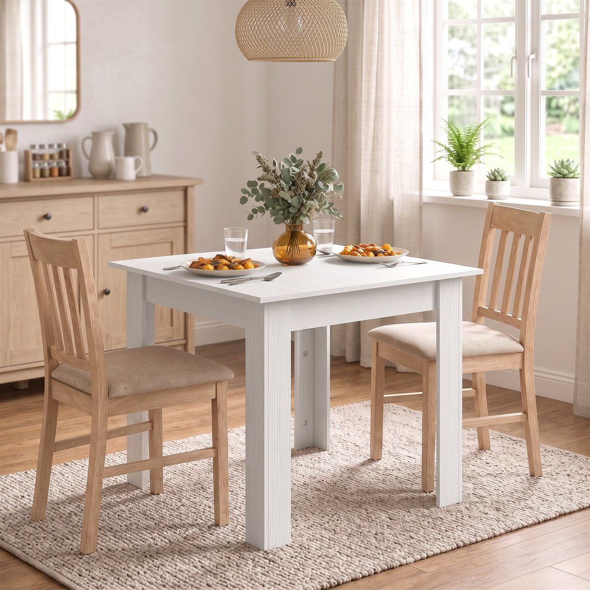 Wooden Dining Table 80cm Wide Square - Velmora