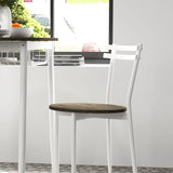 Wooden Dining Table 90cm Wide Rectangular With 2 Chairs And White Steel Frame - Velmora