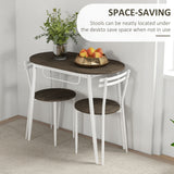 Wooden Dining Table 90cm Wide Rectangular With 2 Chairs And White Steel Frame - Velmora