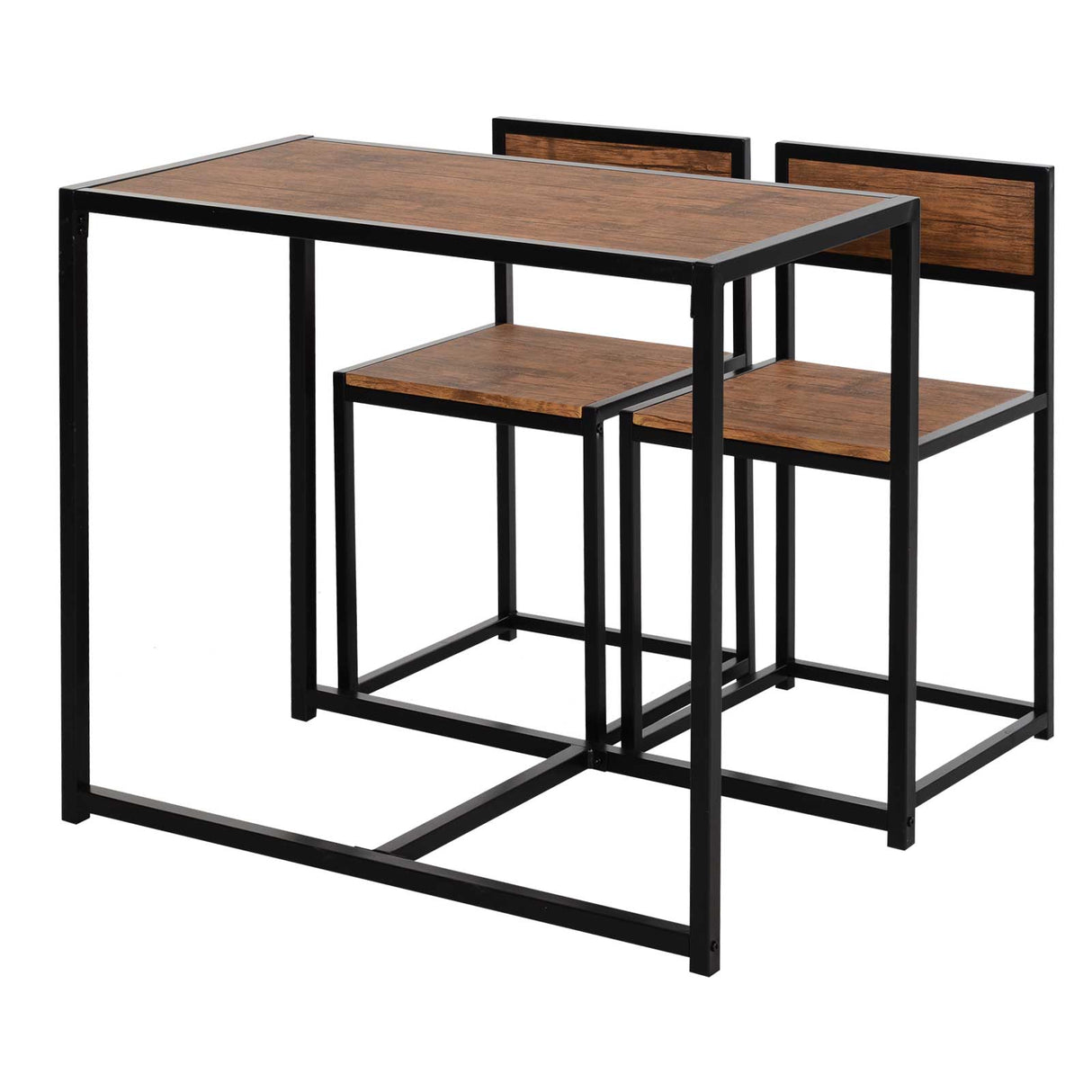 Wooden Dining Table 90cm Wide Rectangular With 2 Chairs - Velmora
