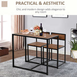 Wooden Dining Table 90cm Wide Rectangular With 2 Chairs - Velmora
