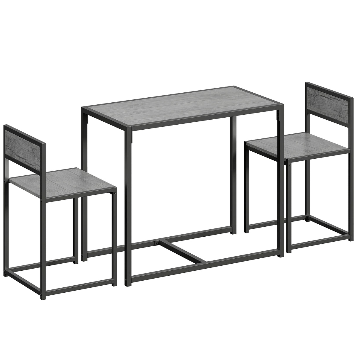 Wooden Dining Table 90cm Wide Rectangular With 2 Chairs - Velmora