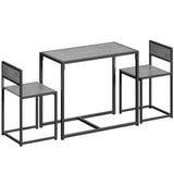 Wooden Dining Table 90cm Wide Rectangular With 2 Chairs - Velmora