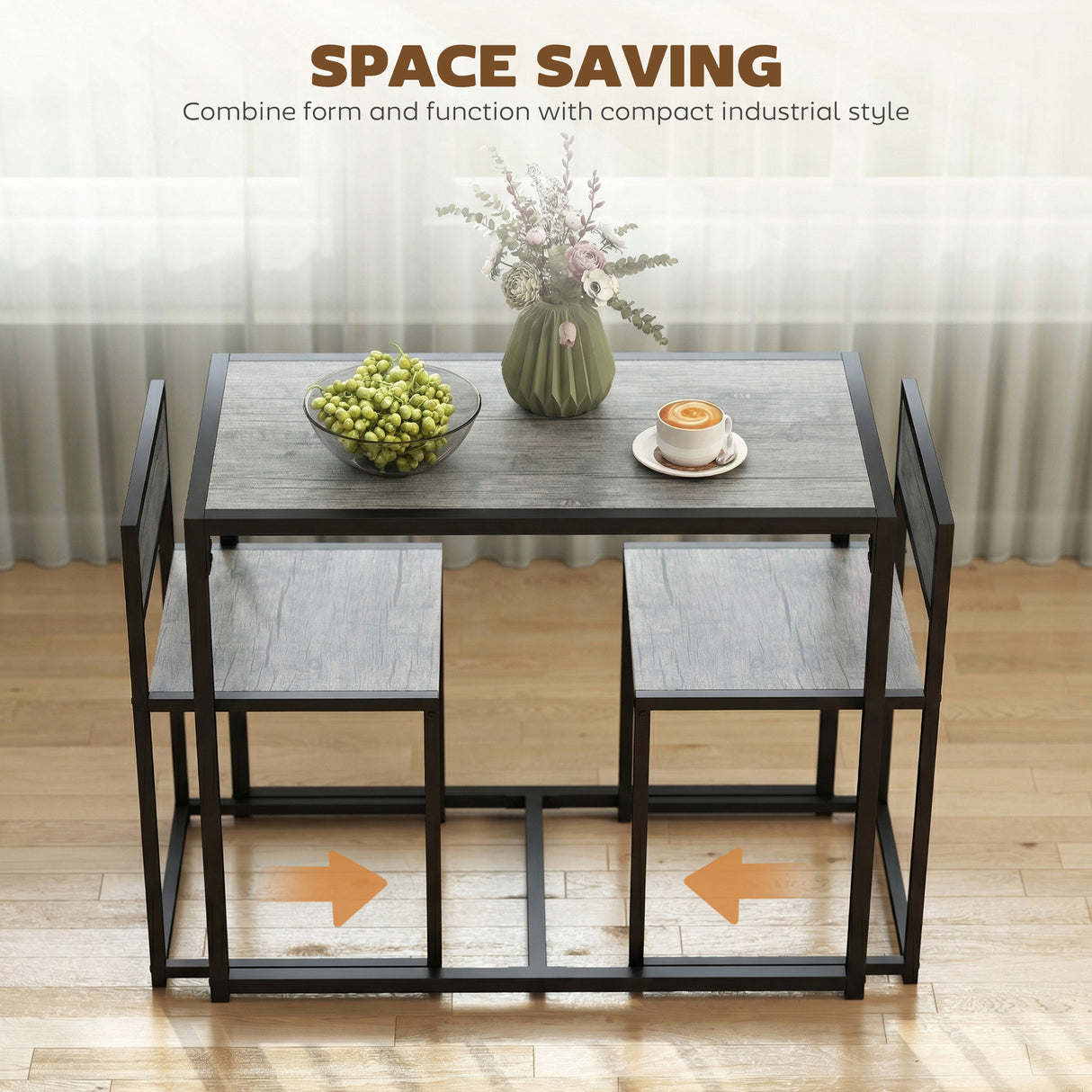 Wooden Dining Table 90cm Wide Rectangular With 2 Chairs - Velmora