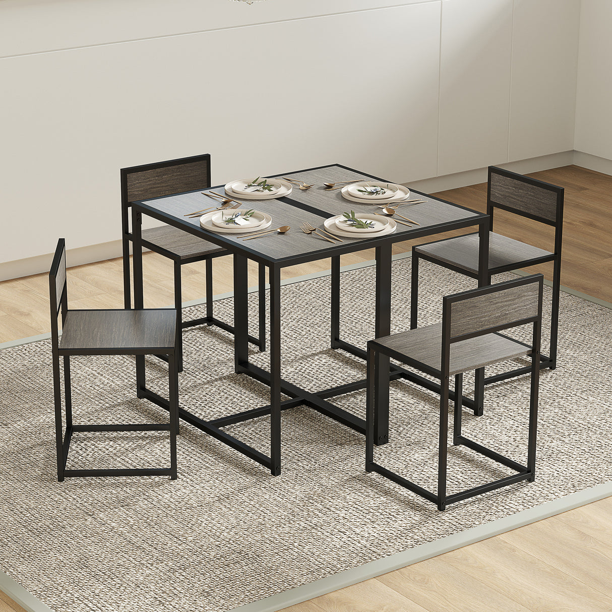 Wooden Dining Table 90cm Wide Rectangular With 2 Chairs - Velmora