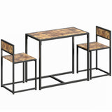 Wooden Dining Table 90cm Wide Rectangular With 2 Chairs - Velmora
