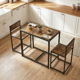 Wooden Dining Table 90cm Wide Rectangular With 2 Chairs - Velmora