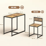 Wooden Dining Table 90cm Wide Rectangular With 2 Chairs - Velmora