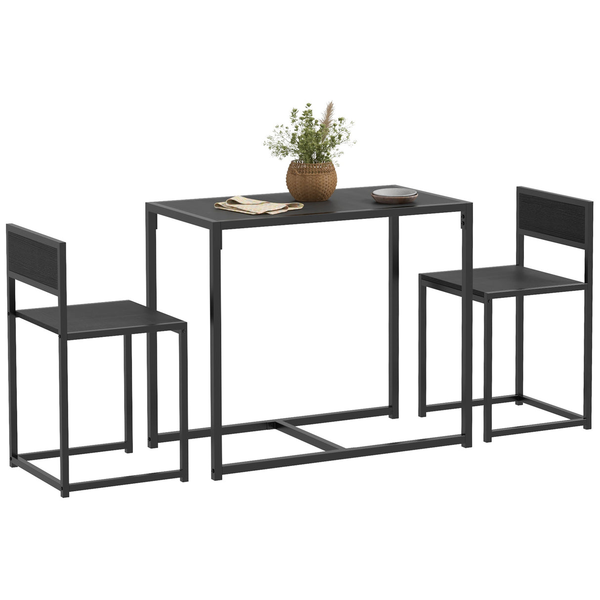 Wooden Dining Table 90cm Wide Rectangular With 2 Chairs - Velmora