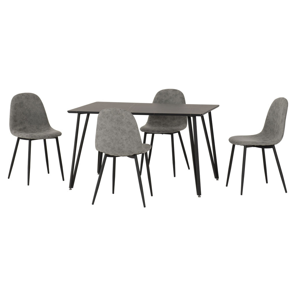 Wooden Dining Table Black With 4 Athens Dining Chairs - Marlow