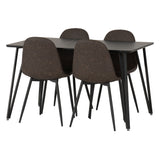 Wooden Dining Table Black With 4 Athens Dining Chairs - Marlow