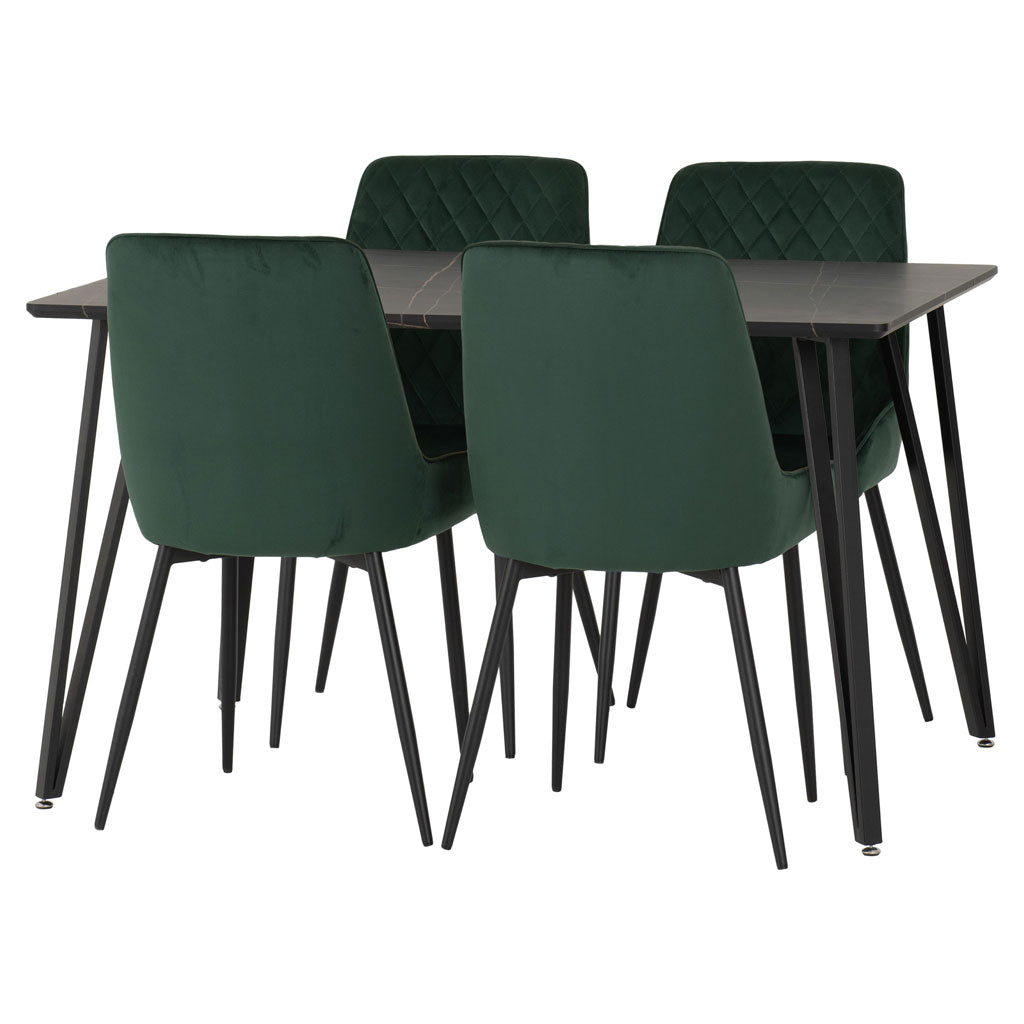 Wooden Dining Table Black With 4 Avery Dining Chairs - Marlow