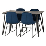 Wooden Dining Table Black With 4 Lukas Dining Chairs - Marlow