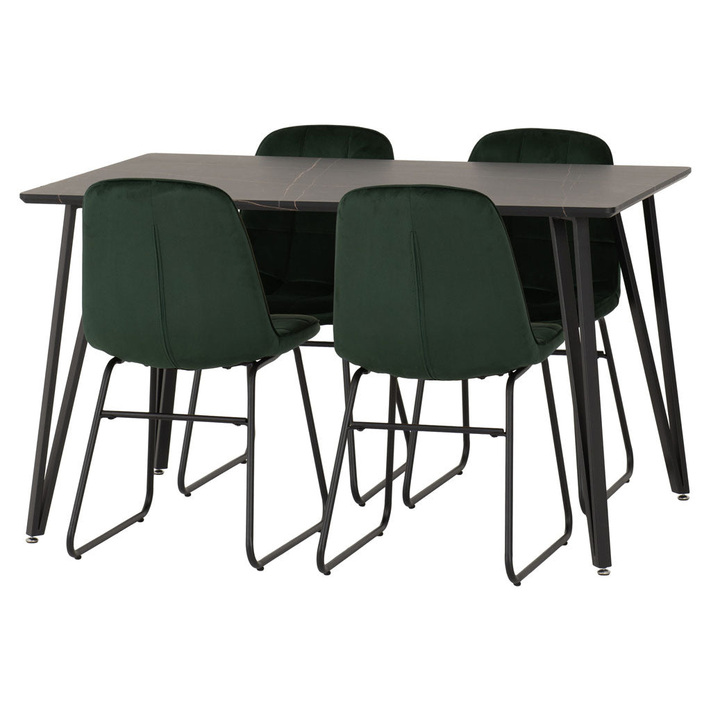 Wooden Dining Table Black With 4 Lukas Dining Chairs - Marlow