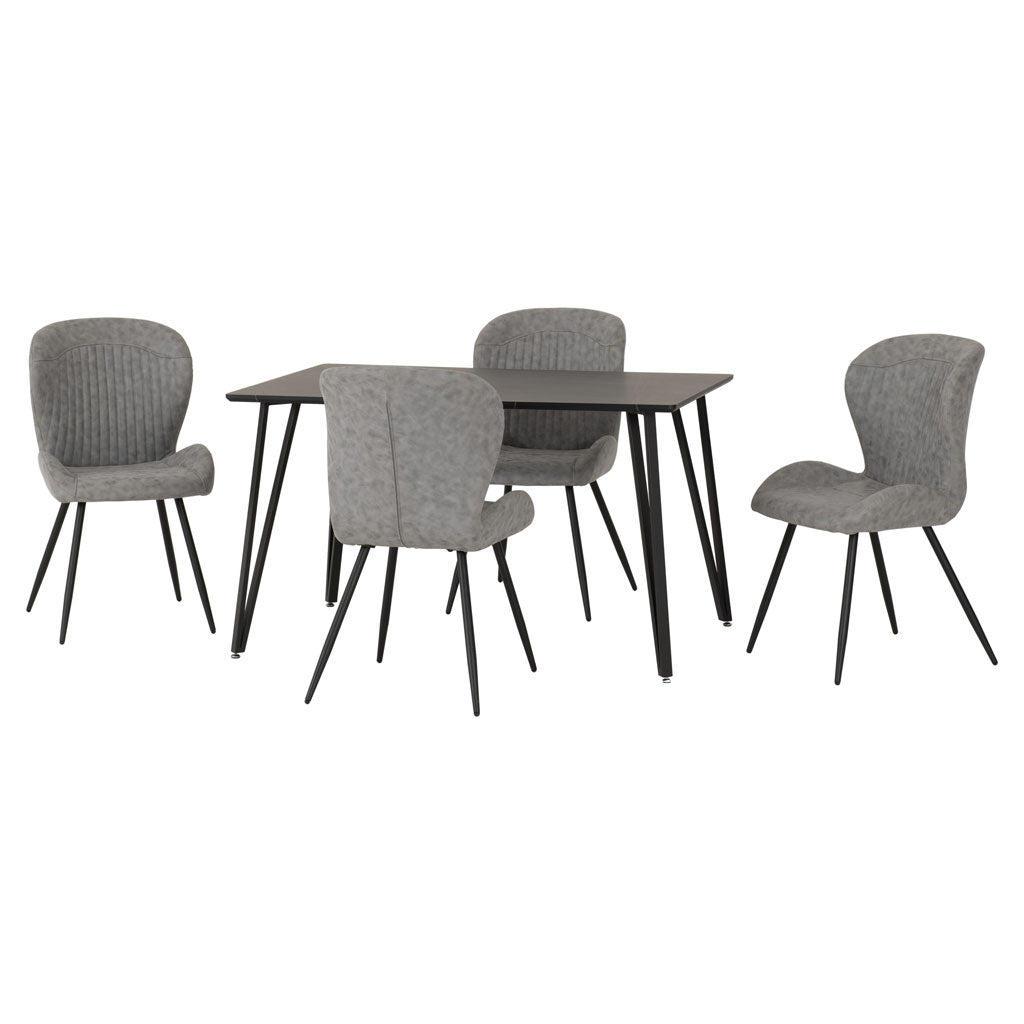 Wooden Dining Table Black With 4 Quebec Dining Chairs - Marlow
