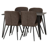 Wooden Dining Table Black With 4 Quebec Dining Chairs - Marlow