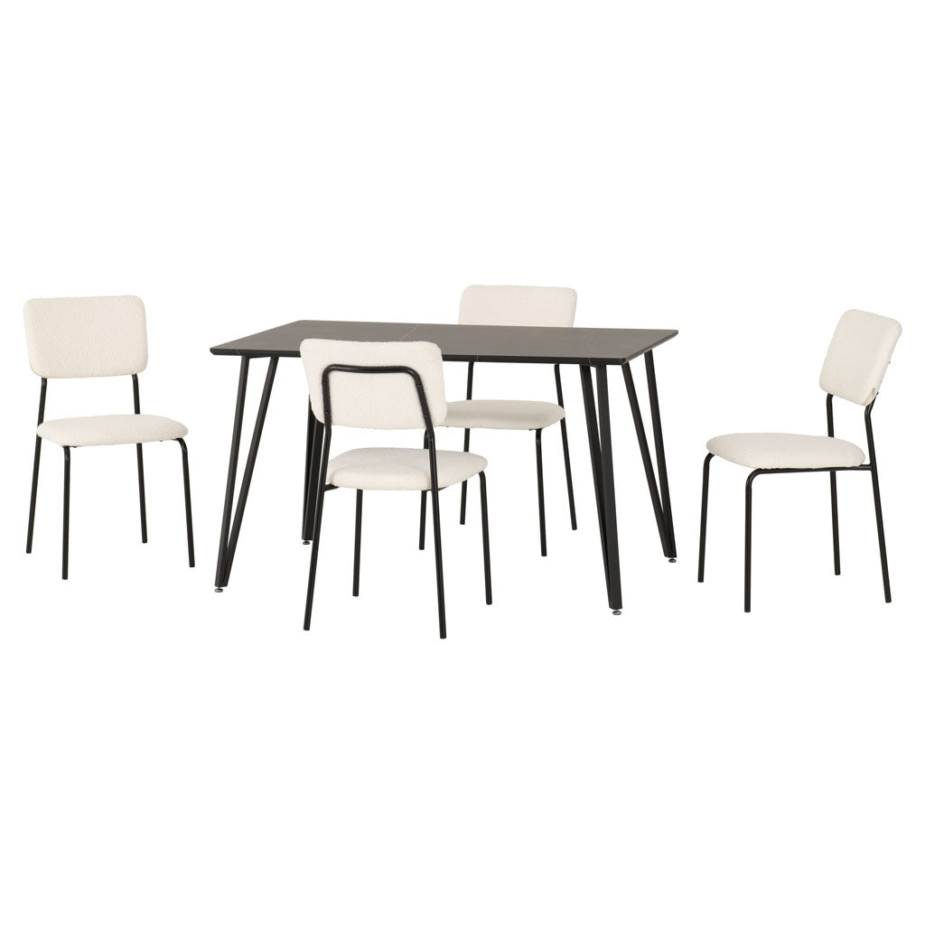 Wooden Dining Table Black With 4 Sheldon Dining Chairs - Marlow