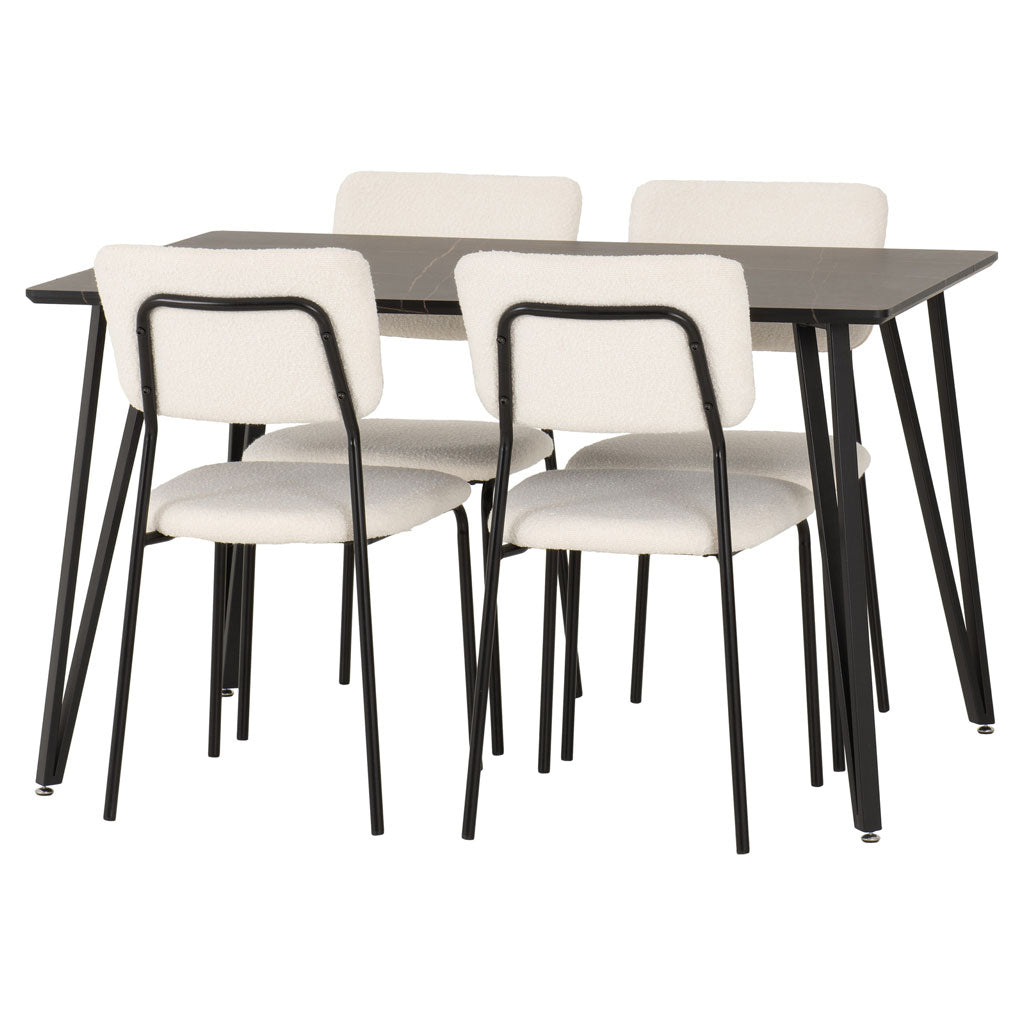 Wooden Dining Table Black With 4 Sheldon Dining Chairs - Marlow