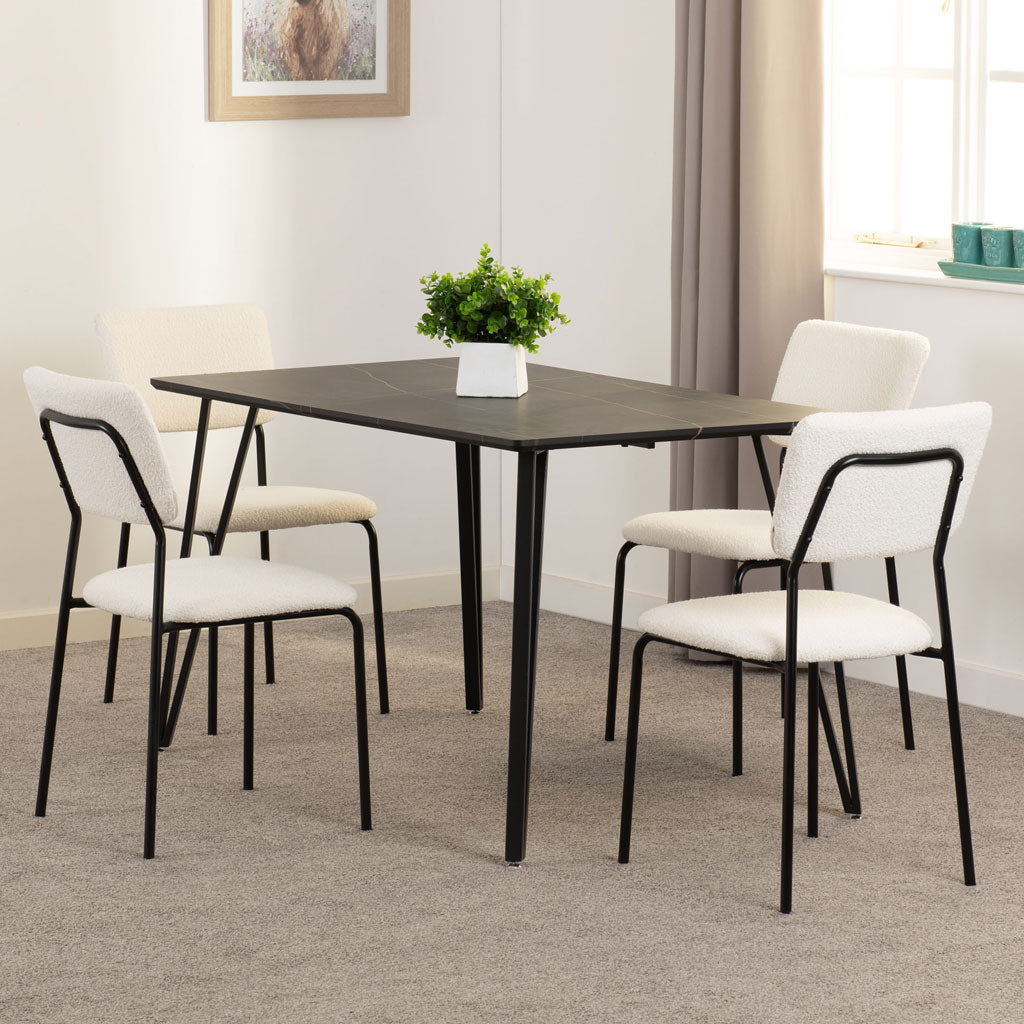 Wooden Dining Table Black With 4 Sheldon Dining Chairs - Marlow