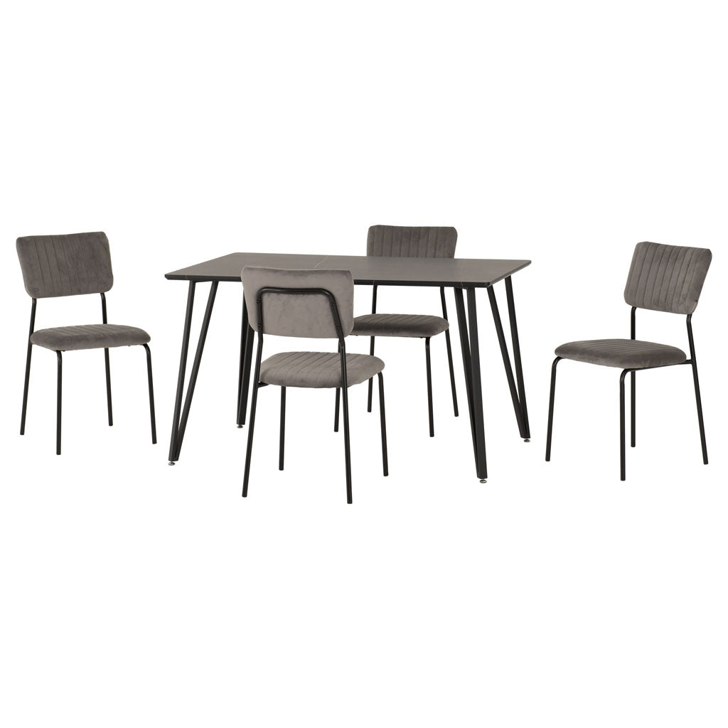 Wooden Dining Table Black With 4 Sheldon Dining Chairs - Marlow