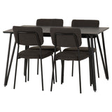 Wooden Dining Table Black With 4 Sheldon Dining Chairs - Marlow