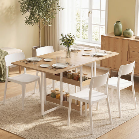 Wooden Dining Table Drop Leaf 133.4cm Wide for 4 People - Velmora
