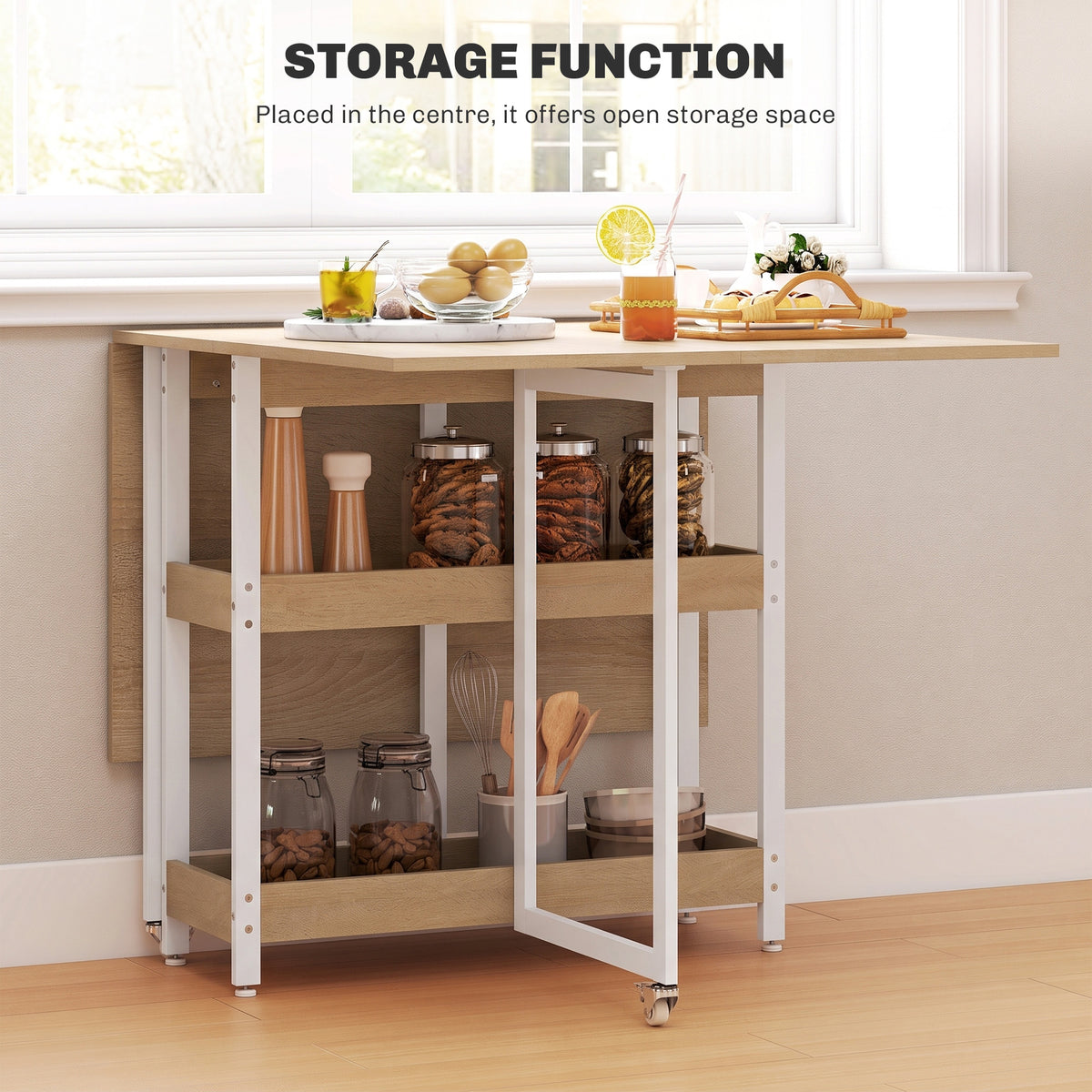Wooden Dining Table Drop Leaf 133.4cm Wide for 4 People - Velmora
